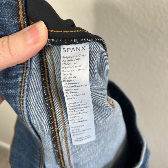 Spanx Womens Blue Distressed Ankle Skinny Slimming Jeans XL style 20203r - Picture 10 of 11